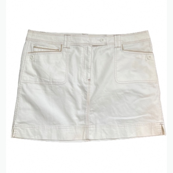 WHITEHOUSE BLACK MARKET MINI SKIRT WHITE CREAM POCKETS STRETCH PLUS SIZE 16 - Picture 2 of 7